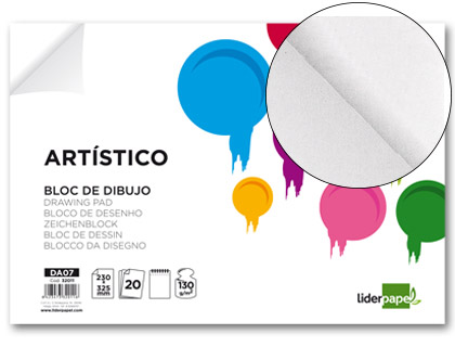 Bloc dibujo Liderpapel Artístico encolado 230x325mm. 20 hojas 130g/m² sin recuadro